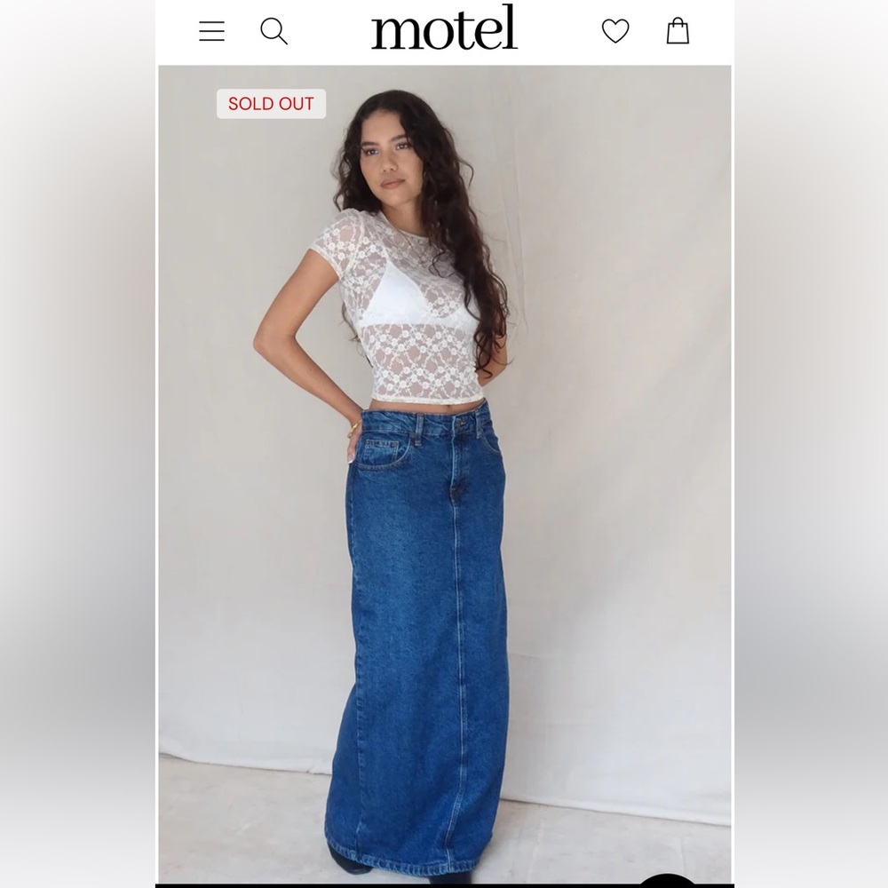 NEW with tags Motel Rocks maxi denim skirt with back slit